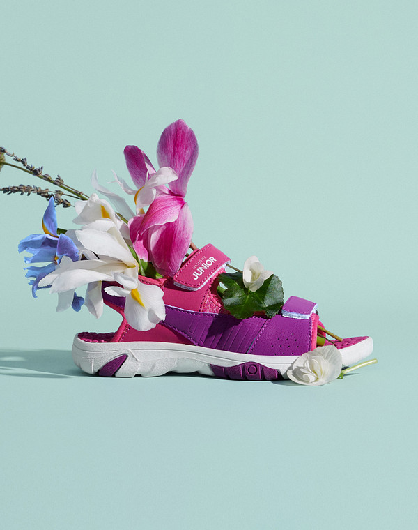 64-412221-0606 Туфли летние девичьи и.кожа/текстиль фуксия-фиол, Mascotte JUNIOR