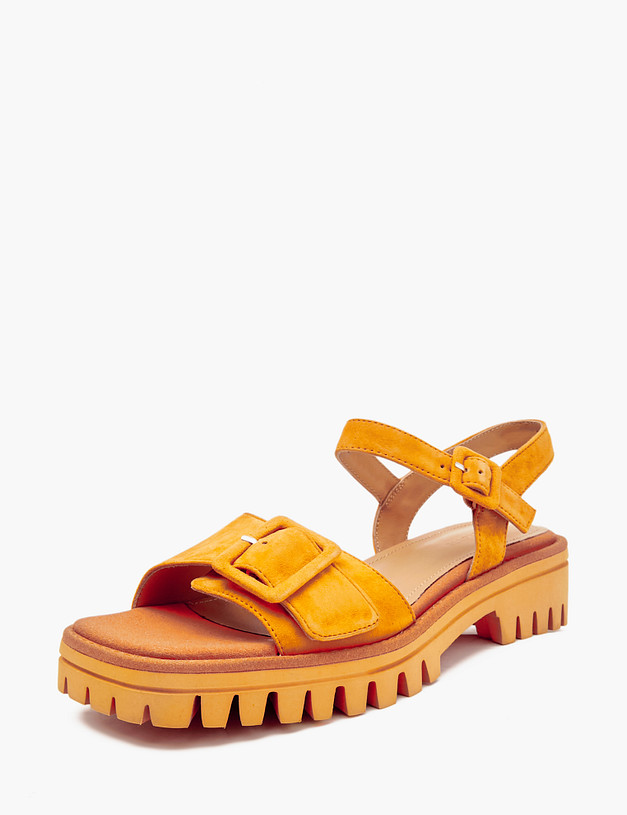 Оранжевые женские сандалии из велюра MASCOTTE 233-4123912-4641M | ракурс 4