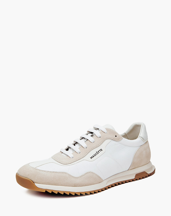 175-411611-0201 Полуботинки для активного отдыха мужские велюр-текстиль/нат.кожа-текстиль молочн, Mascotte