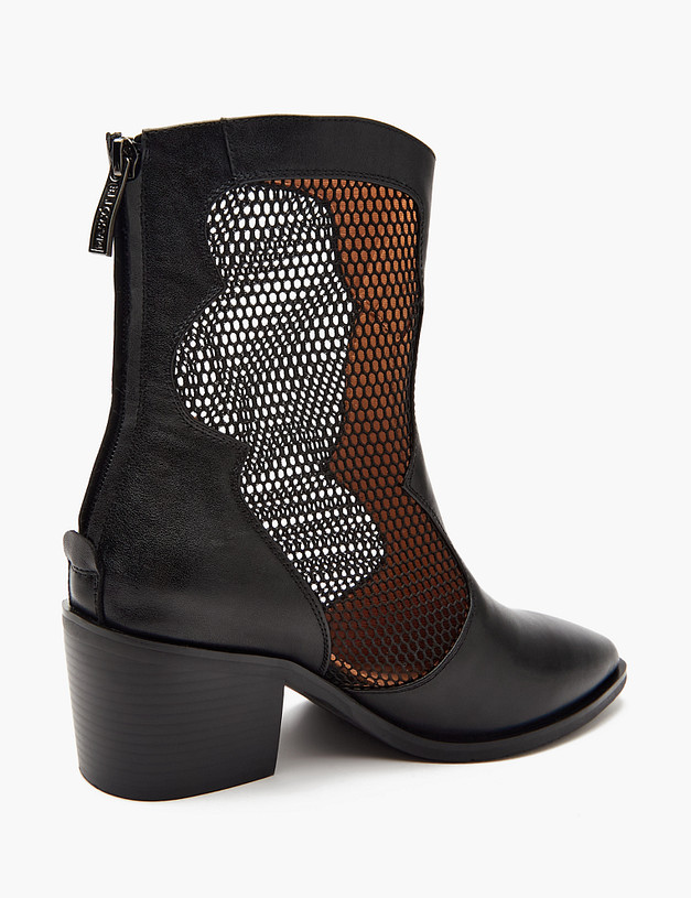 Черные женские казаки с сетчатыми вставками MASCOTTE 233-3205814-3100M | ракурс 3