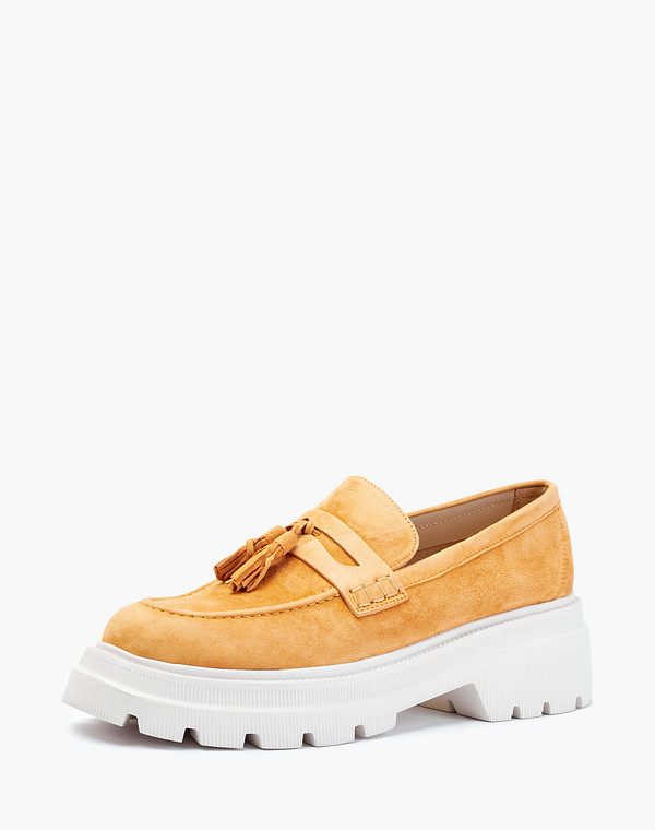 233-210911-3673M Туфли женские велюр/нат.кожа желт, Mascotte