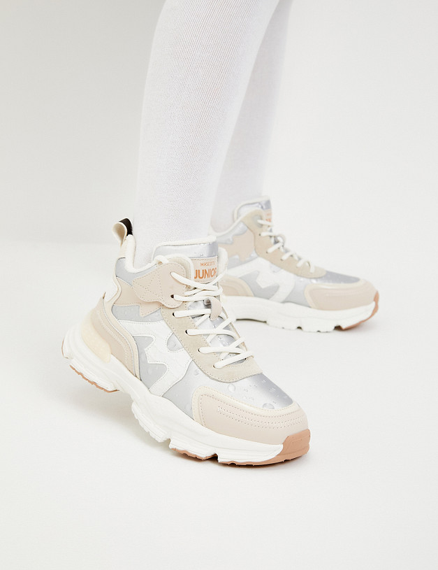 Бежевые высокие кроссовки для девочек MASCOTTE 234-320422-0601 | ракурс 9