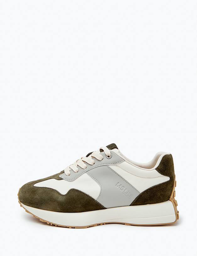 Оливковые женские кроссовки с молочными вставками MASCOTTE 234-414121-0210 | ракурс 3