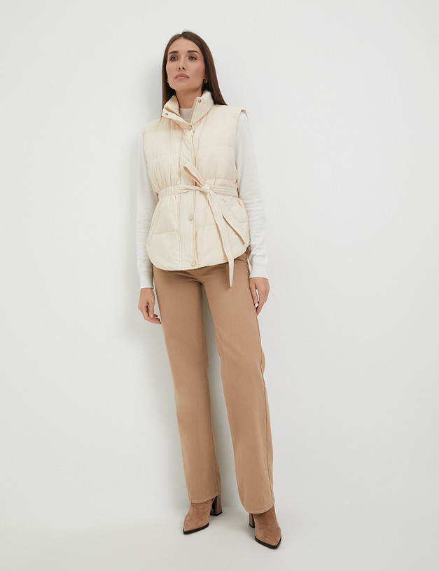 Молочный женский жилет с поясом MASCOTTE 234-3297-2401 | ракурс 3