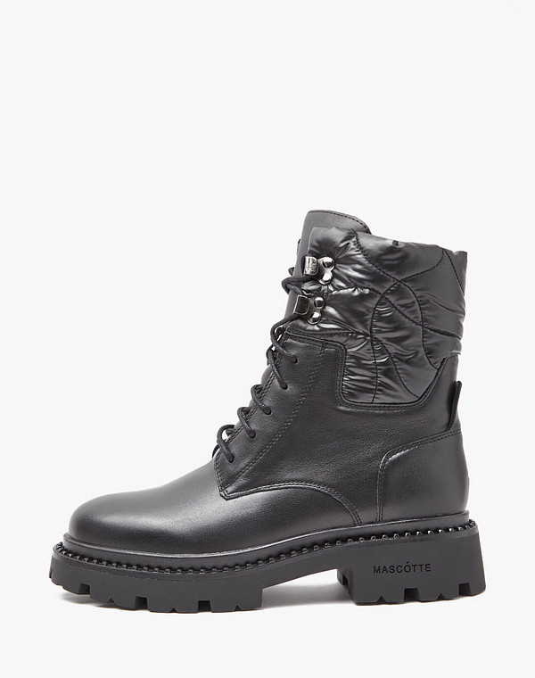 233-3201734-3100M Ботинки женские нат.кожа-текстиль/мех-нат.кожа черн, Mascotte