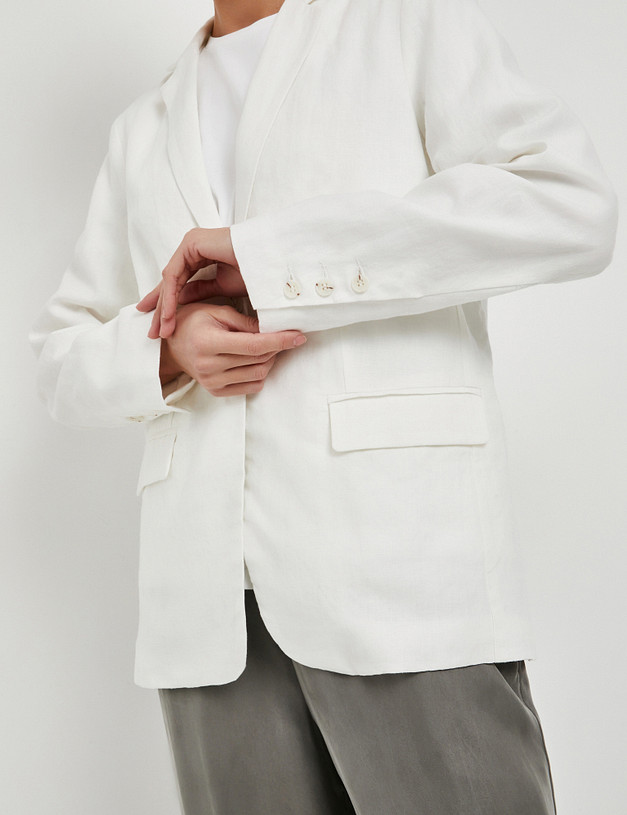 Молочный женский льняной жакет MASCOTTE 973-5120-2701 | ракурс 5