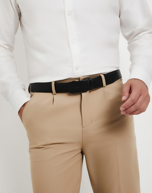 703-4111-6002 Ремень муж. кож.спилок/нат.кожа черн, Mascotte