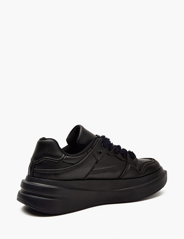 Черные женские кеды с пушистыми шнурками MASCOTTE 156-410921-0602 | ракурс 4