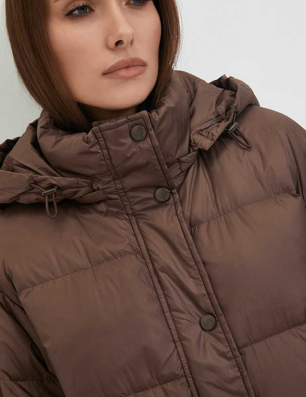 Коричневая женская дутая куртка с ярким подкладом MASCOTTE 234-3300-2409 | ракурс 6