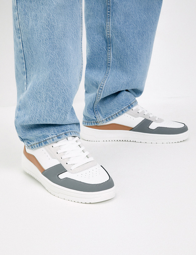 Белые мужские кеды с контрастными вставками MASCOTTE 151-420223-0612 | ракурс 10