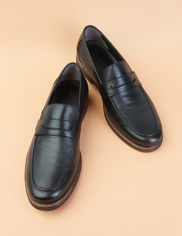 Черные кожаные мужские лоферы MASCOTTE 58-110321-0102 | ракурс 7