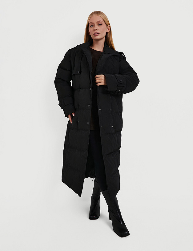 Черное женское пальто MASCOTTE 852-5223-2402 | ракурс 1