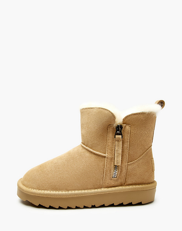 234-525031-0208 Ботинки девичьи велюр/мех беж, Mascotte JUNIOR