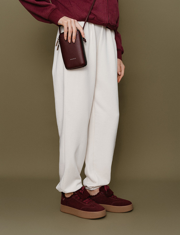 Бордовые женские кеды на меху MASCOTTE 234-525641-0205 | ракурс 2