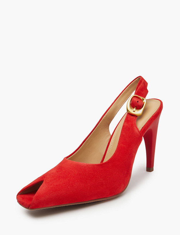 Красные женские велюровые босоножки MASCOTTE 175-5163012-3609M | ракурс 2 Красные женские велюровые босоножки MASCOTTE 175-5163012-3609M | ракурс 2