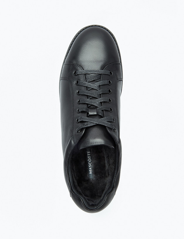 Черные кожаные мужские кеды на меху MASCOTTE 128-2273034-0102 | ракурс 6