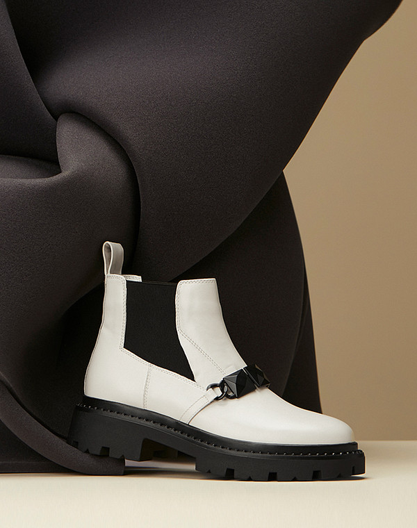 233-3201721-7115M Ботинки женские нат.кожа-резина/ворсин-нат.кожа бел-черн, Mascotte