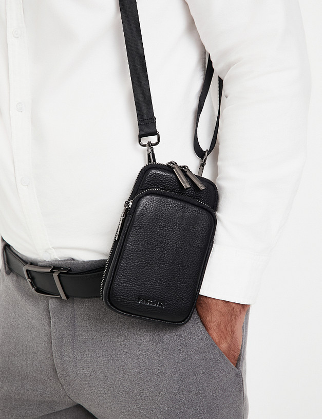 Черная мужская сумка для мобильного MASCOTTE 622-5207-102 | ракурс 1