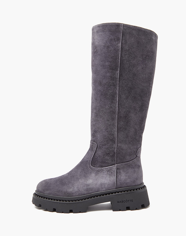 233-3201737-3656M Сапоги женские велюр/мех-нат.кожа серый, Mascotte