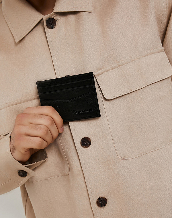 622-6108-102 Визитница.Муж. нат.кожа/текстиль черн, Mascotte