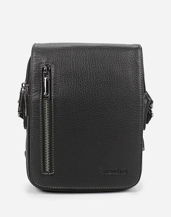 622-0117-0102 Сумка мужская нат.кожа/текстиль черн, S, Mascotte