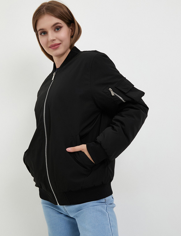 Черный женский бомбер MASCOTTE 234-3302-2402 | ракурс 8