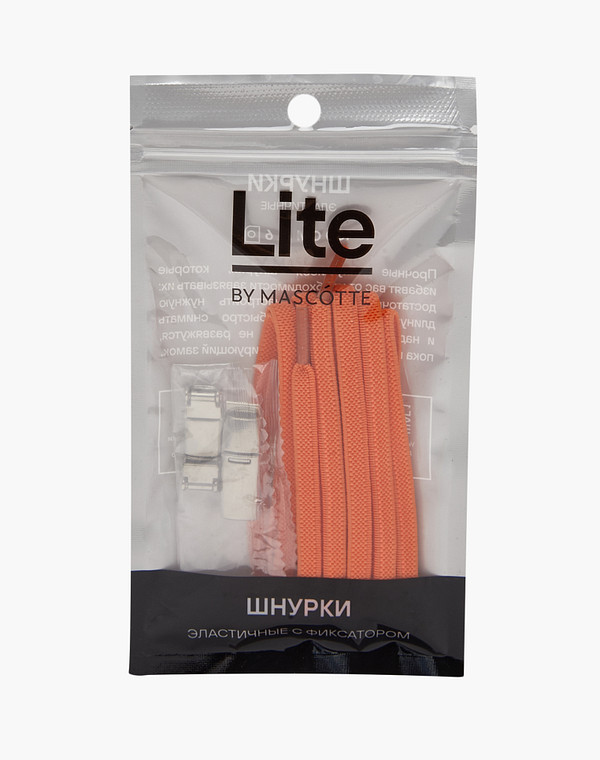 951-3201-2413 Шнурки эластичные с фиксатором оранж-бел, Mascotte Lite