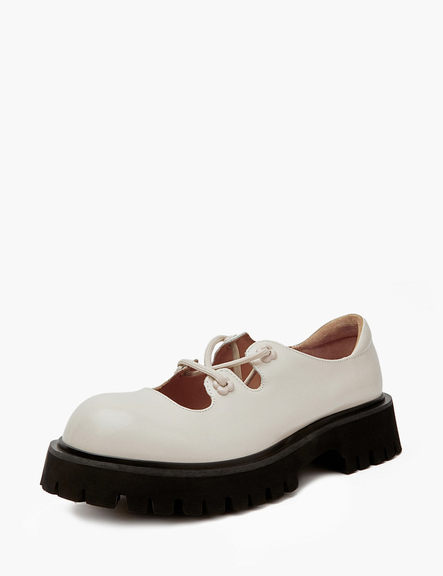 Молочные женские полуботинки из кожи MASCOTTE 58-412211-0101 | ракурс 2