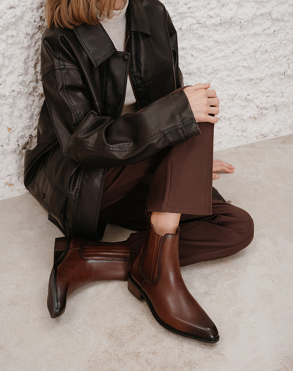 58-526321-0109 Ботинки женские нат.кожа/ворсин корич, Mascotte