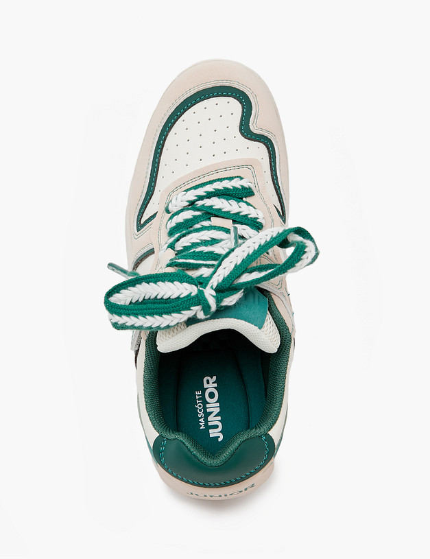 Бежевые детские кеды с зелеными встаками MASCOTTE 98-412421-0601 | ракурс 7 Бежевые детские кеды с зелеными встаками MASCOTTE 98-412421-0601 | ракурс 7