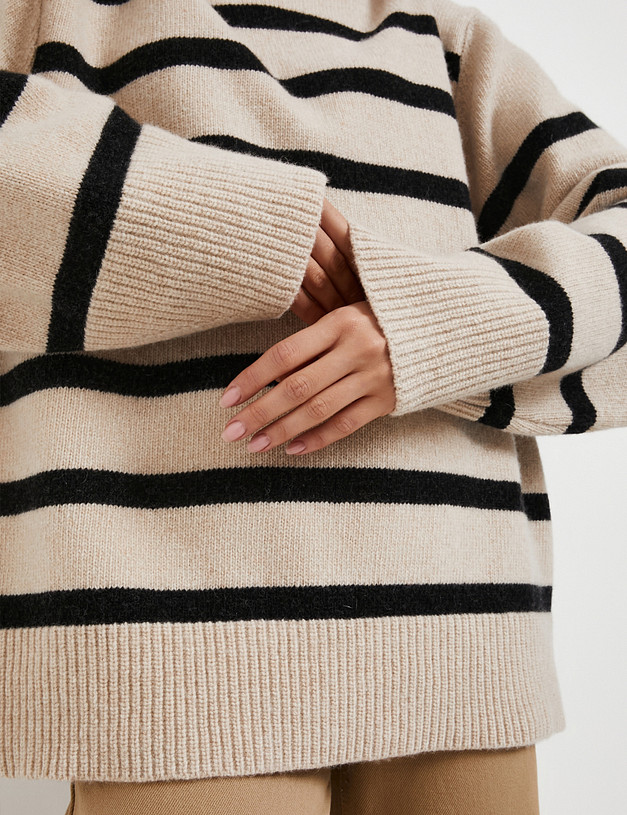 Бежевый женский свитер в полоску MASCOTTE 990-5201-7528 | ракурс 6