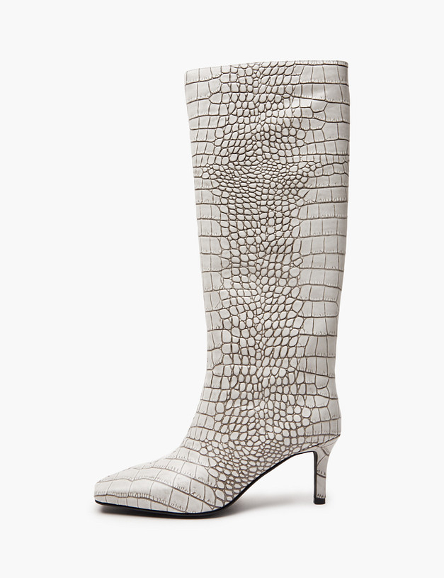 Молочные женские сапоги с тиснением MASCOTTE 126-424021-0101 | ракурс 2