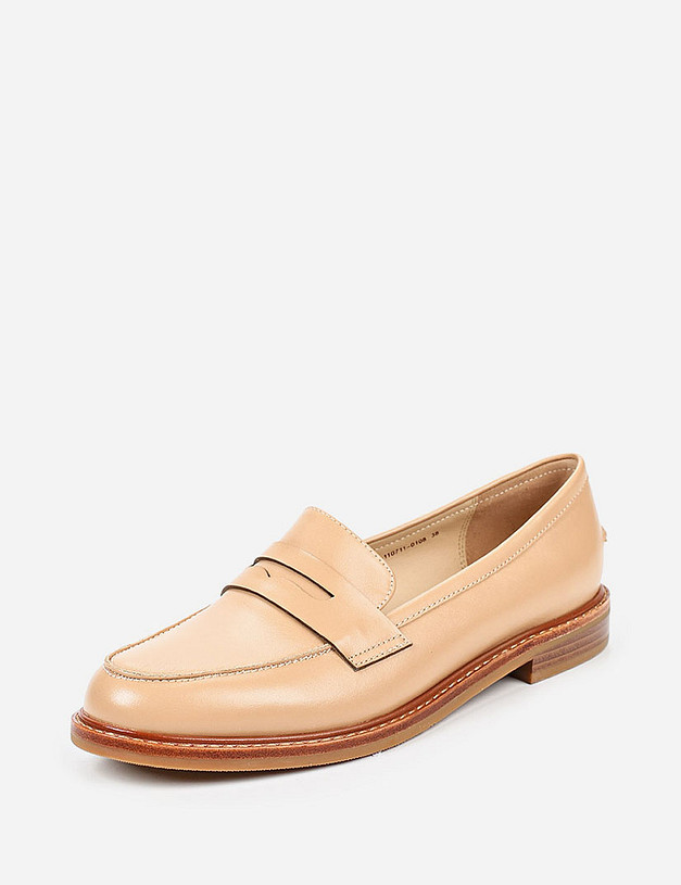 Бежевые кожаные женские лоферы MASCOTTE 233-110711-0108 | ракурс 2