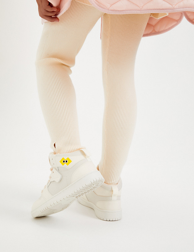 Молочные высокие кроссовки для девочек MASCOTTE 234-321921-0601 | ракурс 9