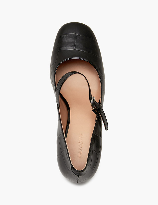 Черные женские туфли Мэри Джейн с тиснением MASCOTTE 126-420311-0502 | ракурс 4 Черные женские туфли Мэри Джейн с тиснением MASCOTTE 126-420311-0502 | ракурс 4