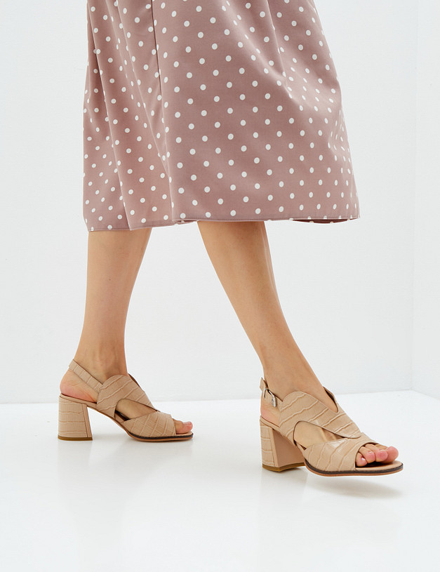 Бежевые кожаные босоножки MASCOTTE 99-110411-0118 | ракурс 1