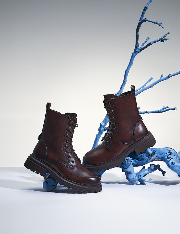 Коричневые женские зимние ботинки MASCOTTE 58-422531-0109 | ракурс 1