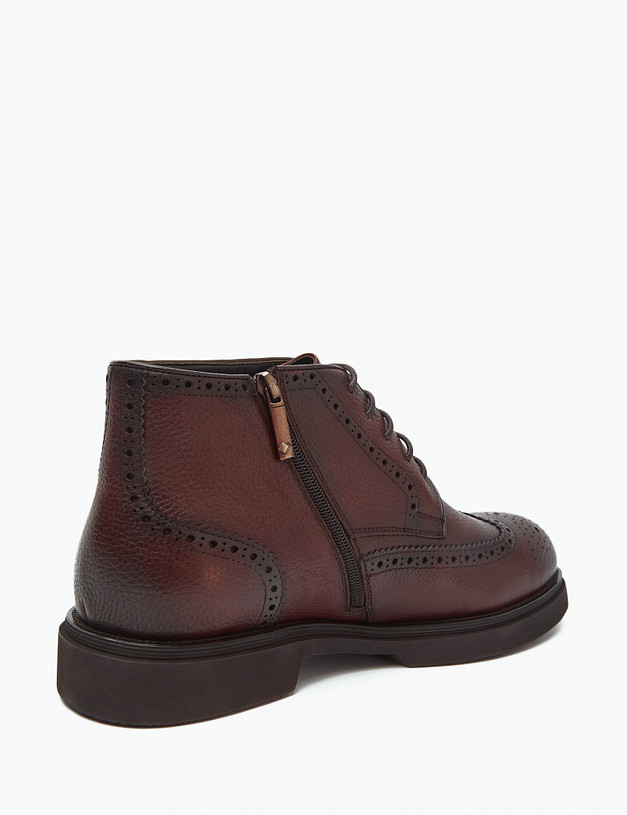 Коричневые мужские ботинки с перфорацией MASCOTTE 175-322824-0109 | ракурс 4 Коричневые мужские ботинки с перфорацией MASCOTTE 175-322824-0109 | ракурс 4