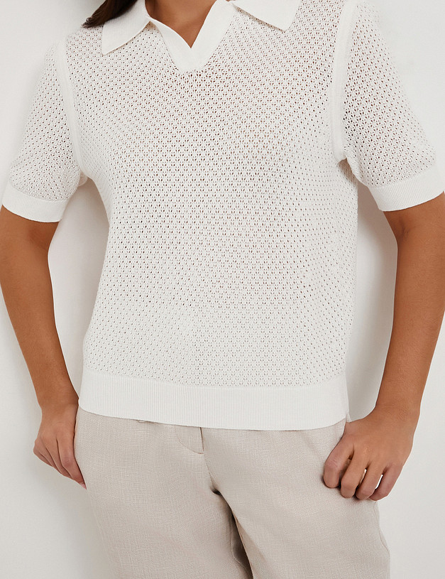 Белая женская футболка-поло MASCOTTE 852-6114-2601 | ракурс 3