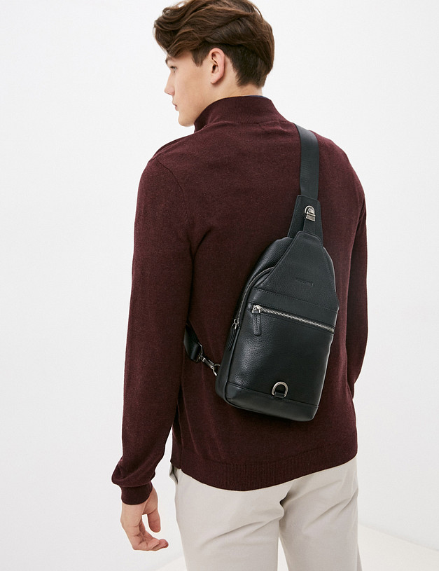 Черная мужская сумка-слинг MASCOTTE 604-9110-102 | ракурс 1 Черная мужская сумка-слинг MASCOTTE 604-9110-102 | ракурс 1