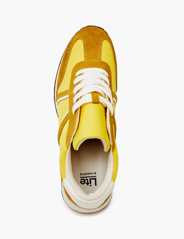 Желтые мужские кроссовки из текстиля и велюра MASCOTTE 128-4191121-0218 | ракурс 4