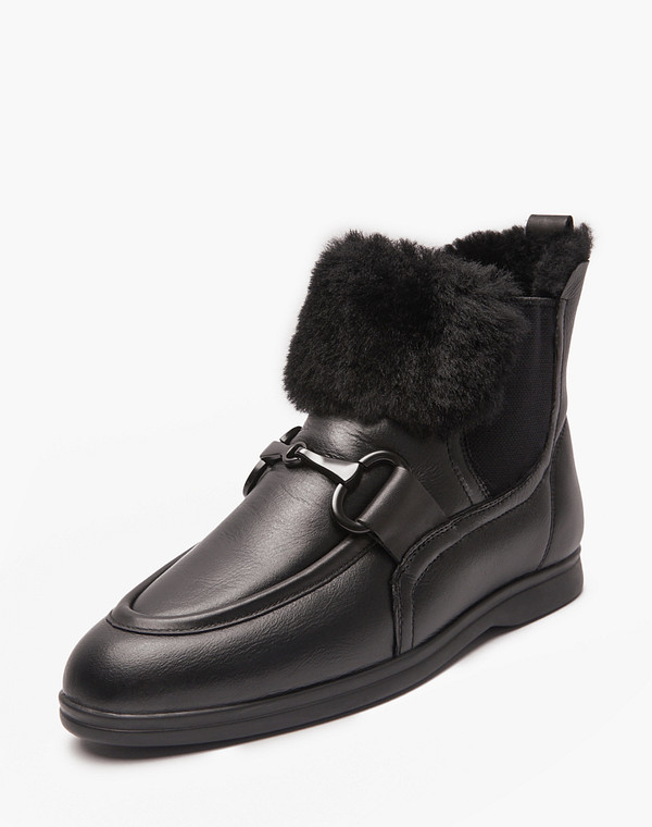 22-12226112-0922 Ботинки женские нат.кожа-резина/мех черн, Mascotte
