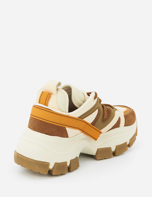 Белые женские кроссовки с рыжими акцентами MASCOTTE 64-110121-0209 | ракурс 4