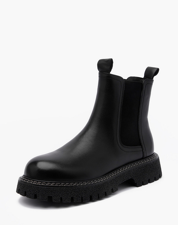 58-225921-0102 Ботинки женские нат.кожа-резина/ворсин-нат.кожа черн, Mascotte