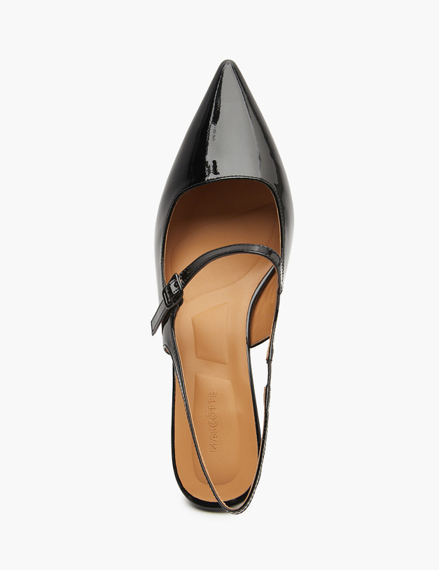 Черные лакированные женские слингбэки MASCOTTE 126-513611-0702 | ракурс 4