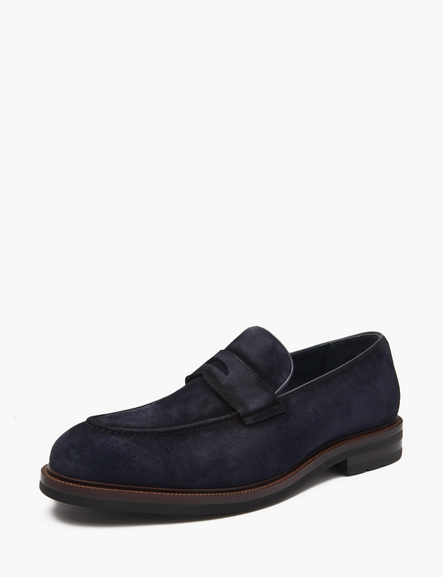 Синие мужские велюровые лоферы MASCOTTE 175-512611-0603 | ракурс 3