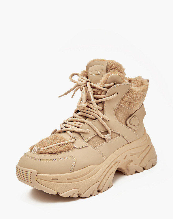 36-322021-0608 Ботинки для активного отдыха женские кож.спилок-велюр/ворсин беж, Mascotte Lite