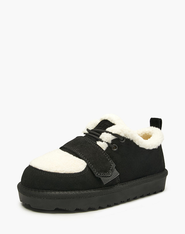 98-521051-0202 Полуботинки мальч./девич. велюр-и.мех/шерсть черн-бел, Mascotte JUNIOR