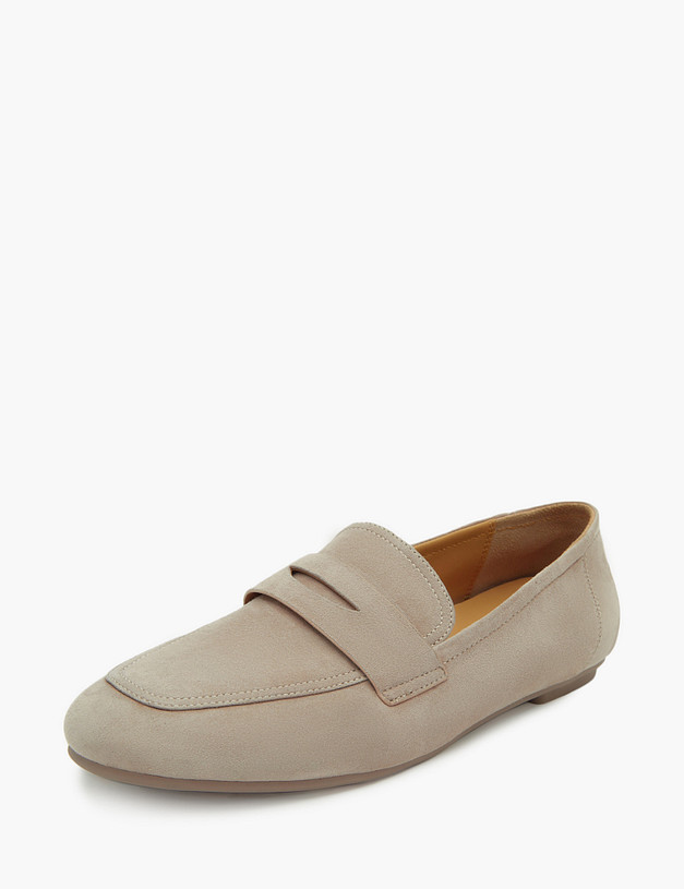 Бежевые женские мокасины из велюра MASCOTTE 58-312111-3602M | ракурс 3