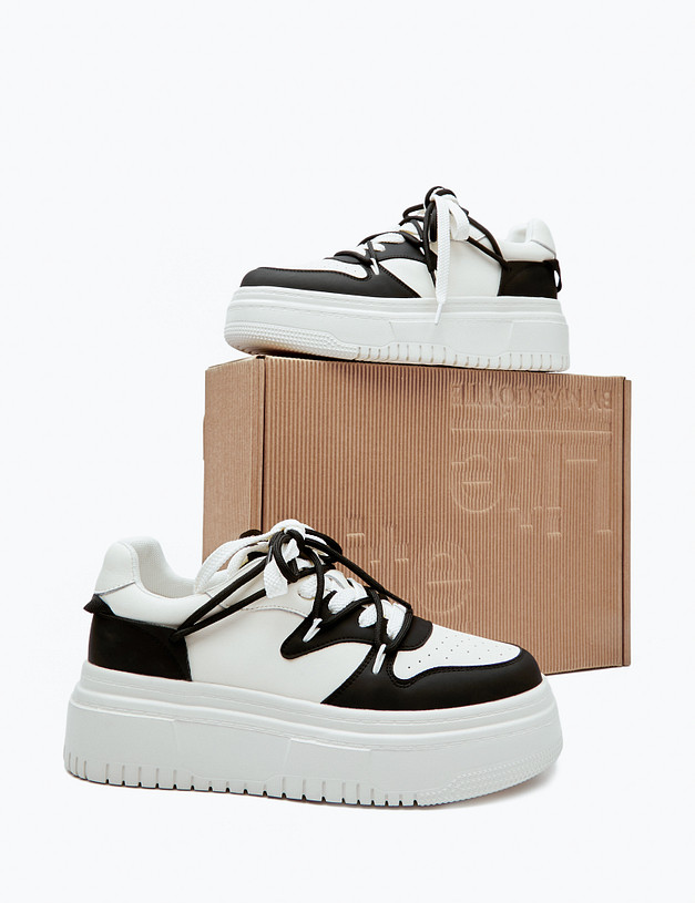 Молочные женские кеды с черными вставками MASCOTTE 234-416921-0602 | ракурс 8